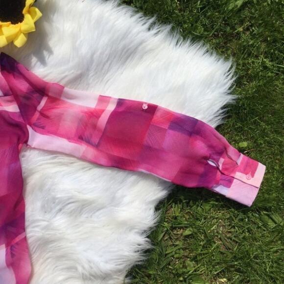 A.N.A Sheer Blouse Long Sleeve Size XS Pink Shirt - Picture 9 of 10